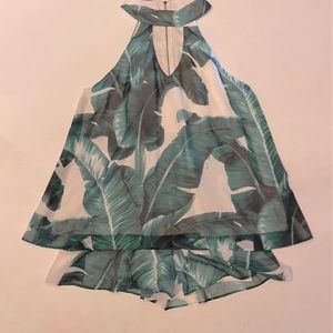 Banana Leaf Tiered Halter Neck Romper
